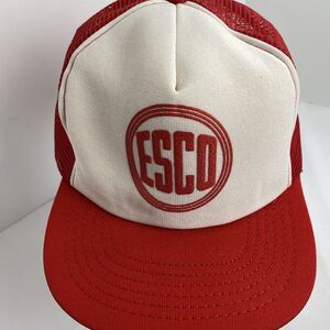 Vintage ESCO Foam Mesh Snapback Trucker Hat Red White NWOT Made USA